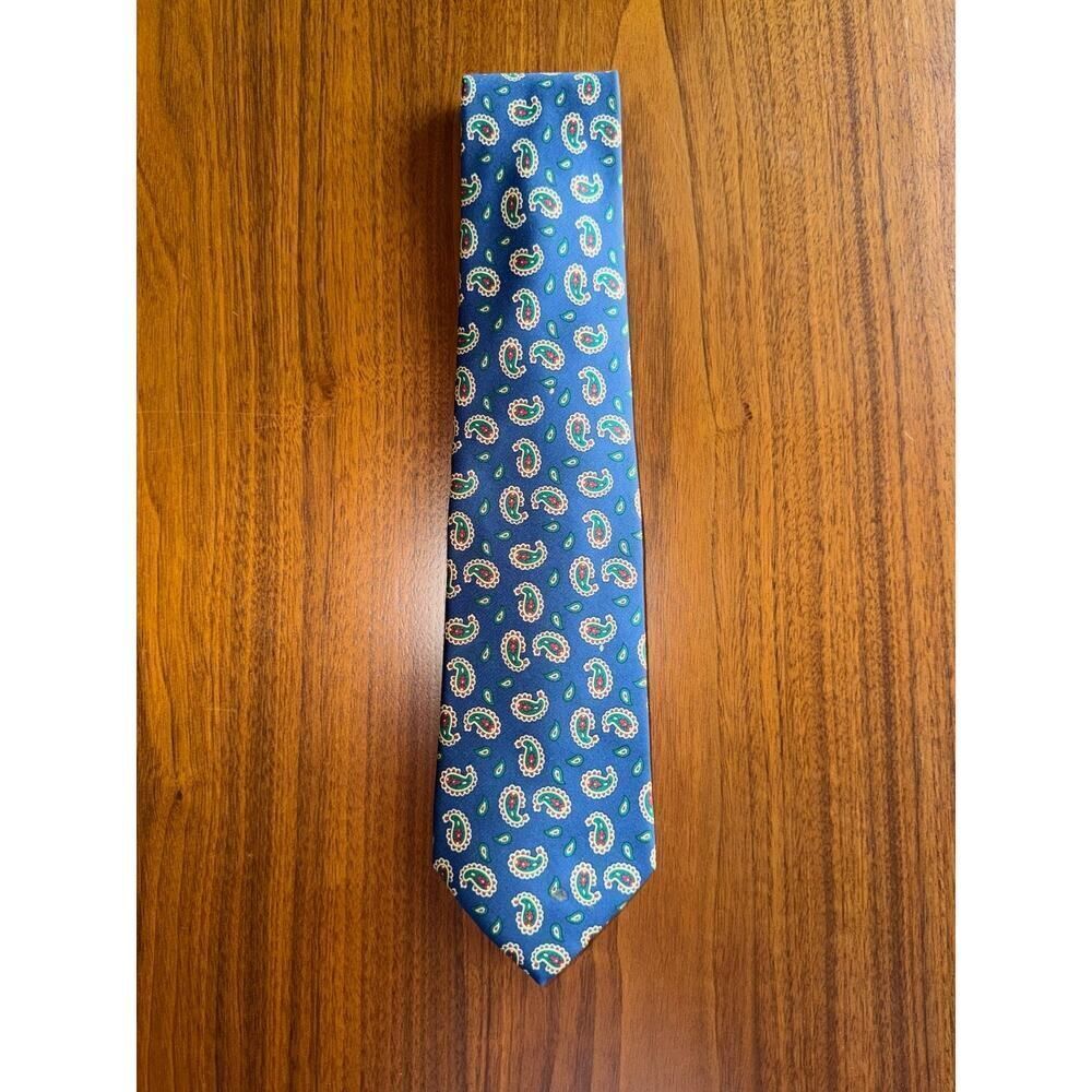Brooks Brothers Makers Blue Silk Paisley Tie - Handmade in USA